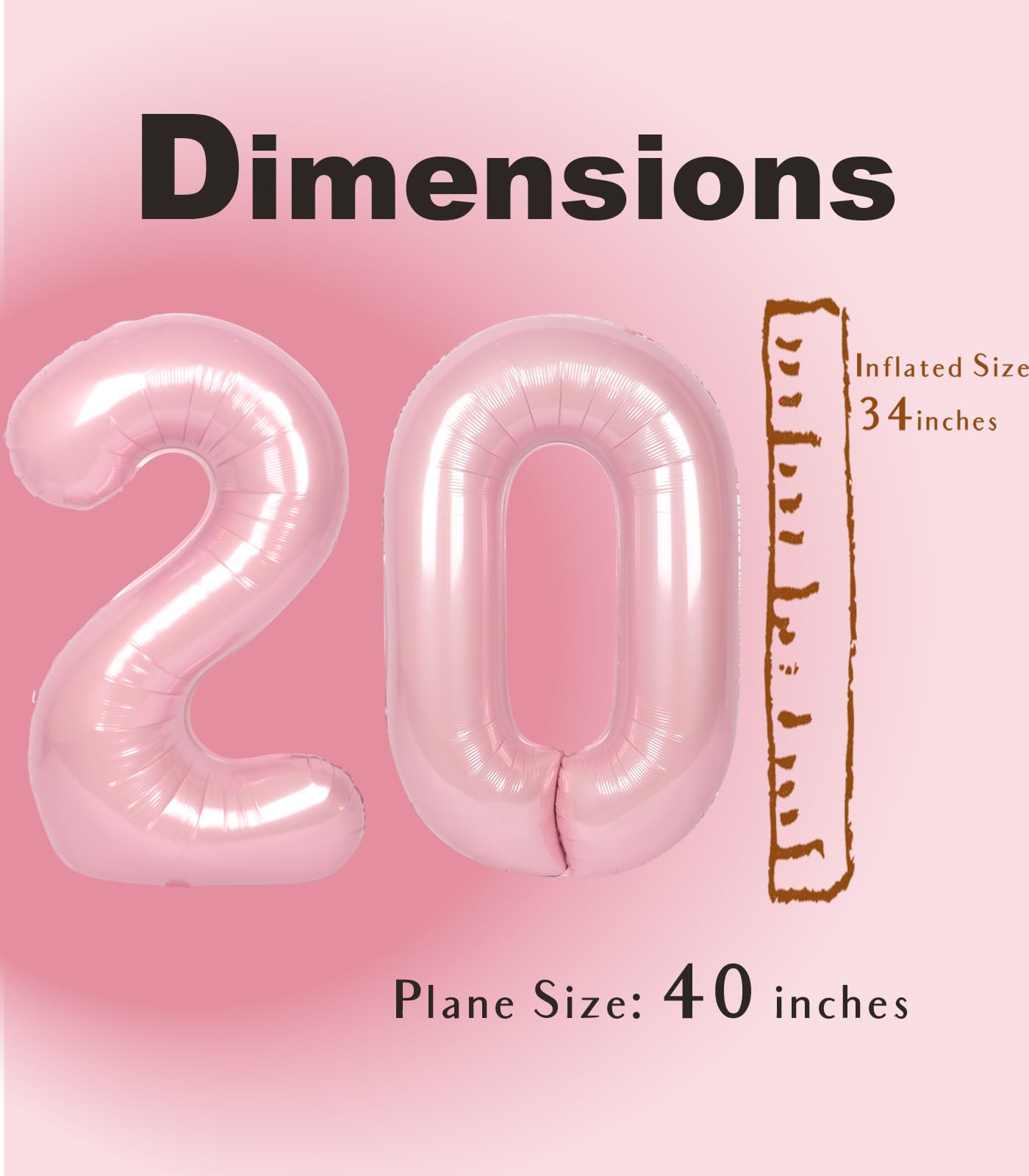 Amazon | SUWEN 40インチ ピンク Lサイズ 20個の数字バルーン 大きな